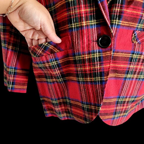 VTG Red Pepper Action Wear  Red Plaid/Tartan Blazer Jacket - Picture 6 of 12